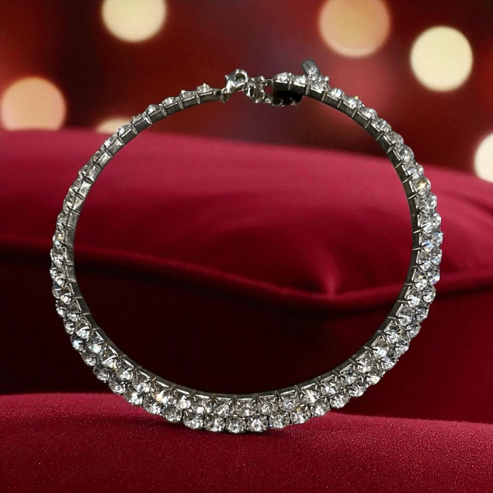 Elegant Silver Crystal Rhinestone Choker Necklace